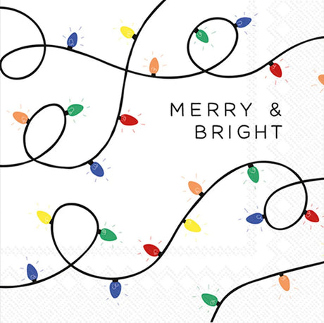 IHR Ideal Home Range Cocktail Napkins Disposable 3-Ply Paper Party Napkin Pack, 5" x 5", Merry & Bright Lights, 20-Count IHR Ideal Home Range
