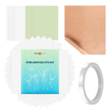 HTVRONT Sublimation HTV Kit - Sublimation HTV for Dark/Light Fabric, Heat Press Starter Kit for Sublimation Shirt/Bag/Hat, Include Sublimation Paper & Heat Resistant Tape & Teflon Sheet for Heat Press HTVRONT