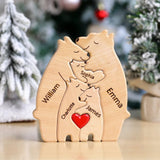 Personalized Wooden Bear Puzzle with 1-8 Family Name, Custom Family Name Sculpture - Ideal for Christmas, Birthdays, Housewarming - Unique Wooden Decor Gift for Mom and Dad Smile lab