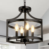 WBinDX 4-Light Farmhouse Chandelier, Modern Hanging Pendant Lighting, Convertible Semi Flush Mount Ceiling Light Fixture Rustic Vintage Black Chandeliers for Dining Room Kitchen Foyer Entryway WBinDX