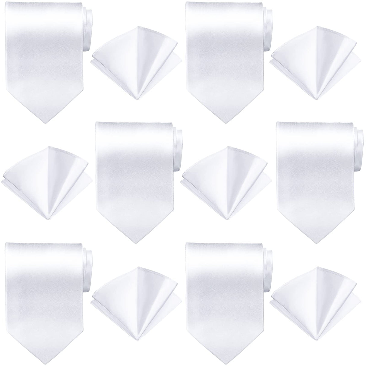 12 Pcs Sublimation White Ties Set for Men with Pocket Square Solid White Blank Necktie Men's Plain Satin Tie Pure Color Polyester Tie Heat Transfer Neckwear for Wedding Party Formal Occasion 57 Inch Sintuff