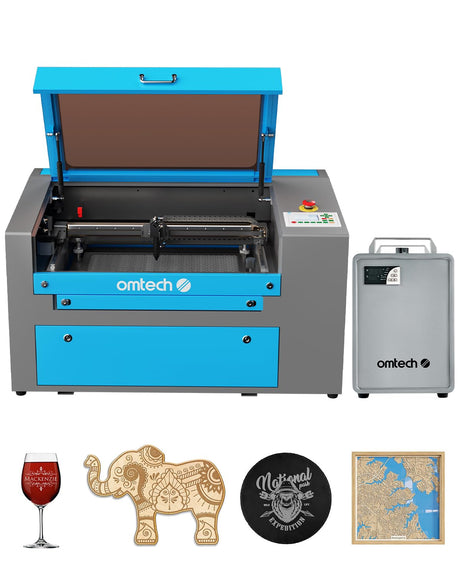 OMTech 80W CO2 Laser Engraver with LightBurn and Water Chiller, 20"x28" Laser Engraving Cutting Machine with Autolift 4 Way Pass Air Assist, Commercial Laser Cutter OMTech