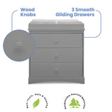 Delta Children Sutton 3 Drawer Dresser with Changing Top and Interlocking Drawers - Greenguard Gold Certified, Grey Delta Children