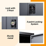 STANI Metal Storage Cabinet with 2 Adjustable Shelves, Steel Counter Cabinet with Lockable Doors for Home Office Warehouse Garage (Black Grey, 36" H-Style 2) STANI