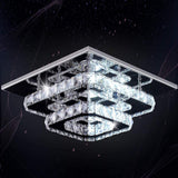 FRIXCHUR Crystal Ceiling Light Square Chandelier Modern LED Flush Mount 2 Layers Ceiling Lamp Lighting Fixture for Dining Room Living Room Bedrooms Kitchen Hallway Foyer (Cool White) FRIXCHUR