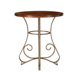 Powell 697-404 Hamilton Pub Table, Brushed Faux Medium Cherry wood Matte Pewter & Bronze metal 36" x 36" x 42" tall Powell