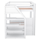 Harper & Bright Designs Wooden Bunk Bed,Full Over Full Bed with Drawers and Staircase for Storage, Multi-Functional Convertible Full Size Daybeds Futon Bed, No Box Spring Needed,White Harper & Bright Designs