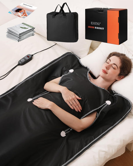 EHINI Infrared Sauna Blanket-Sauna Blanket for Home Use, Portable Design for Relaxation and Detoxification Highest 176℉, 20-60 Minutes Timer, 6 ft x 2.65 ft（Darkness） EHINI