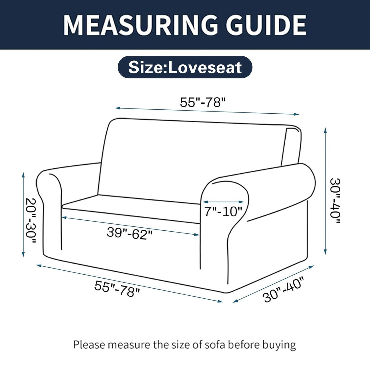 2025 New Stretch Loveseat Sofa Slipcovers Couch Cover for 2 Cushion Furniture Protector Sofa Covers with Elastic Bottom Jacquard Fabric Small Checks for Pets, Kids - Black Cupuamon