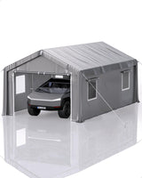 Hipicute 10 x 20 x 10 Ft Heavy Duty Carport with 180G Side Walls, Front and Rear Doors, Portable Garage for Trucks, Boats, and SUVs - Gray Hipicute