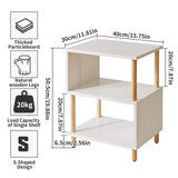 Aibiju White Night Stand with Open Storage Shelf, Wood Nightstand S Shape, Bed Side Table 3 Tier 20 inch high, End Table White/Natural Wood YD-TM152W Aibiju
