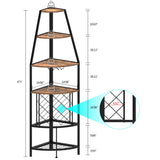 Espelism 5-Tier Corner Wine Rack with LED Light Floor Standing Wine Rack with Glass Holder and Bottles Wine Storage Home Bar Furniture for Kitchen Living Dining Room (Rustic Brown) Espelism
