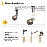 2" Ball Caster Wheels, casters Set of 4 Brass Vintage Antique casters 5/16" x 1 1/2" (8 x 38mm) Wheels Pole with Sleeve for Furniture, Chairs, Cabinets, （casters Set of 4 Heavy Duty） Apllamo