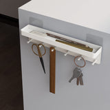 Key Holder for Wall Decorative - Mail Organizer and Key Rack with Tray for Hallway Kitchen Farmhouse Decor,Stainless Steel Key Hooks Mail Holder Wall Mounted - 6 Hooks (White) MKO