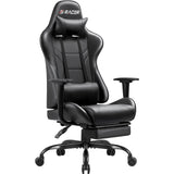 Homall Gaming Chair Massage Computer Office Chair Ergonomic Desk Chair with Footrest Racing Executive Swivel Chair Adjustable Rolling Task Chair (Black) Homall