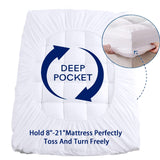 Mattress Topper King Size, Cooling Extra Thick Breathable Viscose Made from Bamboo Mattress pad, Soft Quilted Fitted Mattress Cover with 1000 GSM Down Alternative Fill (8-21”Deep Pocket) SakuraHome