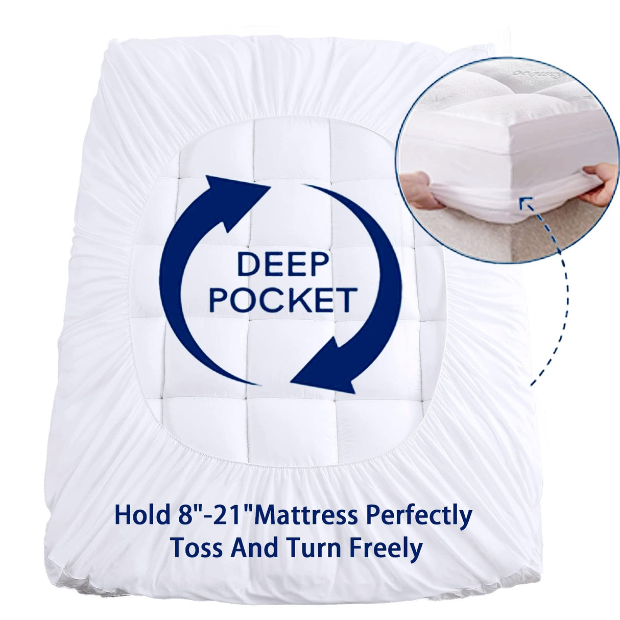 Mattress Topper Twin Size, Cooling Extra Thick Breathable Viscose Made from Bamboo Mattress pad, Soft Quilted Fitted Mattress Cover with 1000 GSM Down Alternative Fill (8-21”Deep Pocket) SakuraHome
