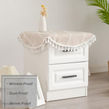 YZKITM Round Rustic Small Tablecloth Washable Striped Jacquard Linen Doily Heavy Weight Farmhouse Style Tassel Table Cover for Kitchen Dining Party Night Tables Decoration 24 Inch Light Coffee YZKITM