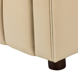 HULALA HOME 83" Genuine Leather Sofa, Sofa Leather for Living Room, 3 Seater Sofa Couch Top Layer Leather Large Sofa Furniture with Channel Tufted Seat Back & Square Arms (Beige) HULALA HOME