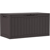 YITAHOME 100 Gallon Outdoor Storage Box, Large Water Resistant Resin Deck Box, Indoor Outdoor Lockable Storage Container for Patio, Garden, Cushions, Tools, Equipment (Dark Brown) YITAHOME