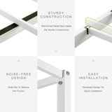 ikalido Full Size Metal Canopy Bed Frame, Modern Four-Poster Platform Bed Frame, Mattress Foundation with Metal Slats Support/Under-Bed Storage Space/No Box Spring Needed/White ikalido