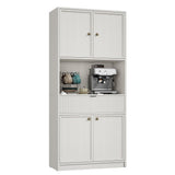 GarveeHome Kitchen Pantry Cabinet, 70" Tall Pantry Storage Cabinet with Countertop, Fluted Tall Cabinets with Doors and Drawer, Freestanding Cupboard for Dining Room, Living Room, Antique White GarveeHome