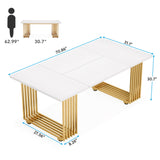Tribesigns 70.9" Modern Office Desk, Wooden Computer Desk, White Executive Desk with Gold Metal Legs, Large Workstation for Home Office, Study Writing Desk, Small Conference Table for Meeting Room Tribesigns