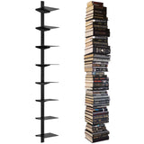 ART-GIFTREE Floating Book Shelves for Wall, 8 Tier Invisible Floating Bookshelf, Vertical Spine Book Tower, Wall Mounted & Space Saving, Heavy Duty Metal Book Organizer for Home Office, 4 Pack Black ART-GIFTREE