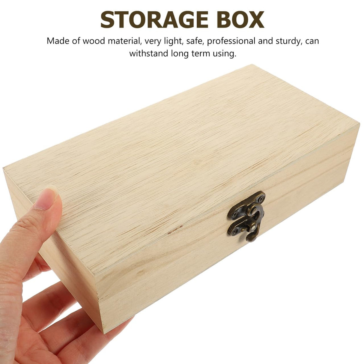 EXCEART Wood Box 2 Pack Unfinished Wood Box, Rectangular Unfinished Wooden Box with Hinged Lid and Front Clasp Natural Wood Storage Boxes for Jewelry Container Sundries Case Makeup Case Organizer EXCEART