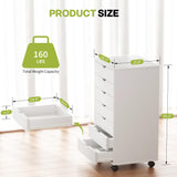 7 Drawer Chest, Storage Cabinet Dressers with Wheels, Dressers Storage Cabinets, Dresser Mobile Cabinet with Wheels, Room Organizer, Small Drawers Wood Organization Furniture for Office, Home, White Simple Deluxe
