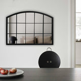 WAMIRRO Wide Window Pane Black Mirror,Farmhouse Arched Wall Mirror,Mantel Mirror for Fireplace/Entryway/Hallway/Living Room,33“X24” WAMIRRO