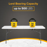 Folding Table 6FT Portable Heavy Duty Plastic Camping Table Foldable Table Plastic Dining Table Indoor Outdoor for Camping, Picnic and Party, White Dopinmin