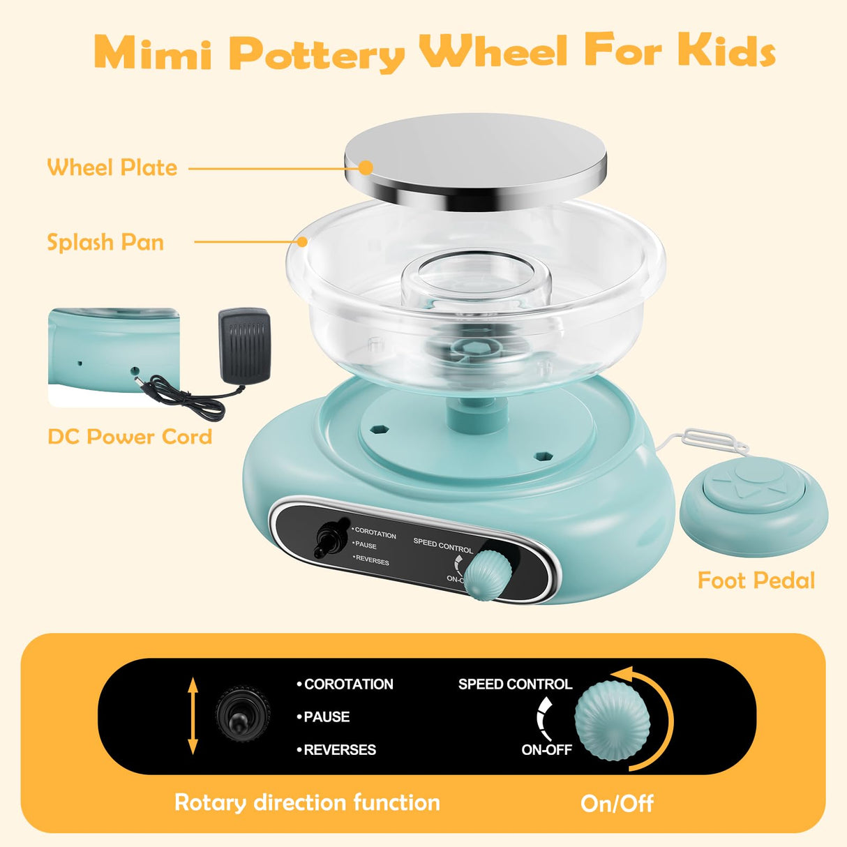 Pottery Wheel for Kids: Complete Pottery Painting Kit for Beginners - Adjustable Speed & Detachable Turntable - Pottery Tools and Art Supplies - Crafts Kits for 6 7 8 9 10 11 12 Year Old Girls & Boys Sockenear