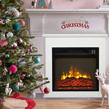Zokop 25''W Freestanding Electric Fireplace Stove Space Heater with Realistic Flame, Wood Mantel, Remote Control for Home Room Indoor, 1500W-Black Zokop