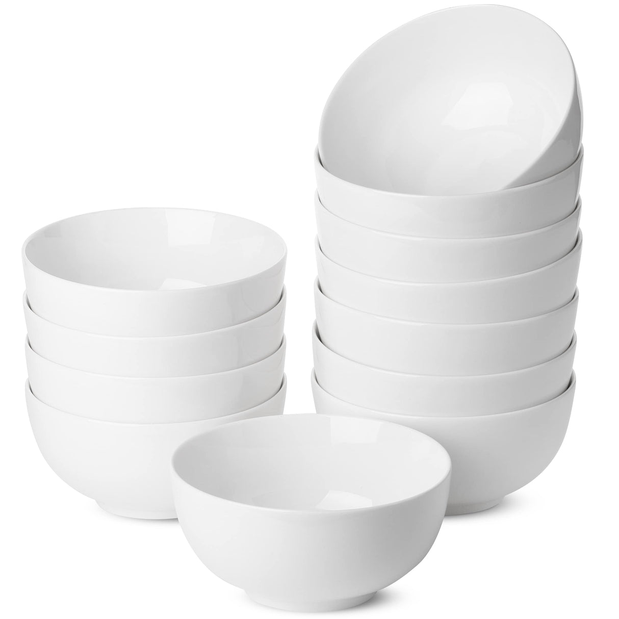 BTaT- White Cereal Bowls, Set of 12, 16 Ounces, Bowls, Cereal Bowl, White Bowls, Small Bowls, White Soup Bowls, Porcelain Bowl, Set of Bowls, White Porcelain Bowls, Deep Bowls, Christmas Gifts Brew To A Tea