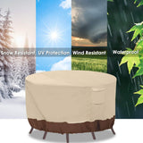 Vailge Round Patio Furniture Covers, 100% Waterproof Outdoor Table Chair Set Covers, Anti-Fading Cover for Outdoor Furniture Set, UV Resistant, 110"DIAx28"H, Beige & Brown Vailge