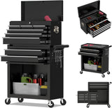 OAKANDO 8 Drawer Rolling Tool Chest, High Capacity Tool Box with Lockable Wheels and Drawers, 2 in 1 Portable Toolbox Organizer Storage Cabinet for Garage, Warehouse, Repair Shop, Black OAKANDO