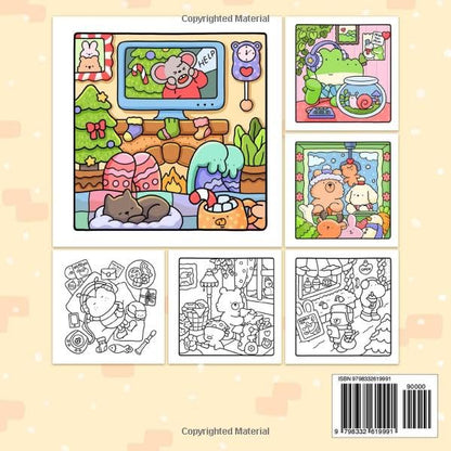 Comfy Days: Coloring Book for Adults and Teens Featuring Super Cute Animal Characters in Cozy Hygge Moments for Relaxation (Cozy Spaces Coloring)