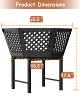 Waaliji 22.5 Inch Portable Plug Fire Pit for Camping, Heightened Detachable Outdoor Wood Burning Firepits for Outside Patio Heating, Picnic, Bonfire and BBQ with Travel Bag, Diagonal Hollow Style waaliji