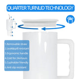 AGH 40 oz Sublimation Tumblers with Handle, 20 Pack White Mugs Insulated Tumbler with Lid and Stainless Steel Straw, Reusable Vacuum Coffee Car AGH