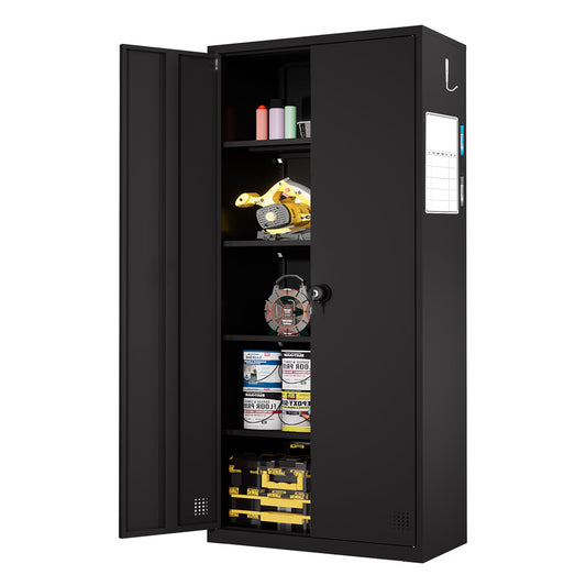 RLRO 72" Metal Storage Cabinet with 2 Lockable Doors and 4 Adjustable Shelves - 72" Steel Lockable File Cabinet for Office, Home, Garage, Gym, and School (72'') - WoodArtSupply