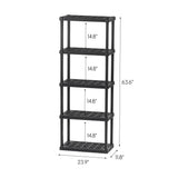 IRIS USA 5-Tier Heavy Duty Plastic Shelving Unit, 64" Tall - 40lbs per Shelf, Modular Garage Rack Storage Organizer for Home, Basement, Laundry & Utility Room, 12"D x 24"W x 64"H - Black IRIS