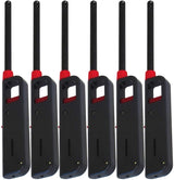 6 Pack - Vezee Fuel Included Handi BBQ Grill Click Flame Long Stem Lighter - Refillable Butane Gas Candle Fireplace Kitchen Stove Wind Resistant, Red Vezee