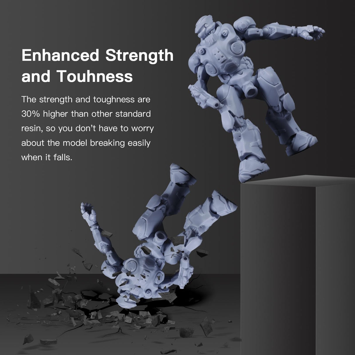 NOVA3D Water Washable Mecha ABS-Like 3D Printer Resin, 405nm High Precision LCD UV-Curing 3D Printing Resin, Low Odor, Photopolymer Resin for /8K/12K Capable LCD DLP 3D Printers(Grey, 1kg) NOVA3D