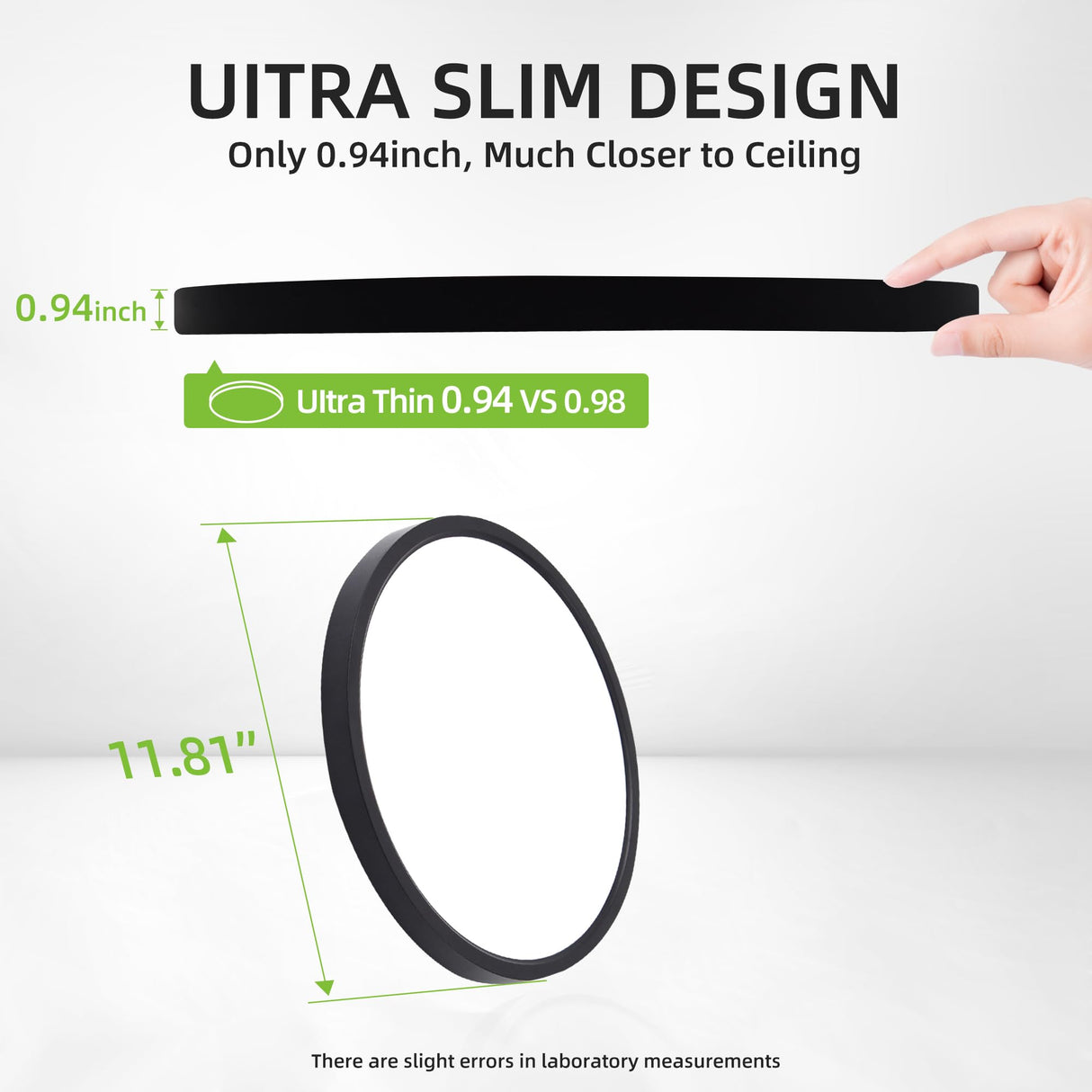 hykolity 12 Inch Selectable CCT LED Round Flat Panel Light, 24W 3000K/4000K/5000K, Edge-Lit Flush Mount Ceiling Light Fixture for Kitchen, Bedroom, Laundry and Closet Room，Black hykolity