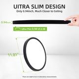 hykolity 12 Inch Selectable CCT LED Round Flat Panel Light, 24W 3000K/4000K/5000K, Edge-Lit Flush Mount Ceiling Light Fixture for Kitchen, Bedroom, Laundry and Closet Room，Black hykolity