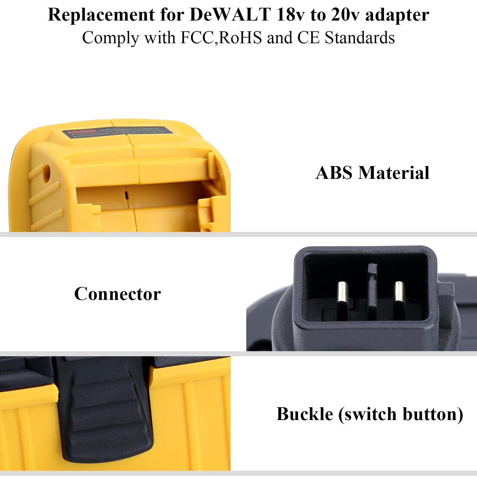 2 Pack DCA1820 Adapter Replacement for DEWALT 18v to 20v adapter, Compatible with Dewalt 20V Max Battery DCB203 to 18V XRP NiCad NiMh Battery DC9096 - WoodArtSupply