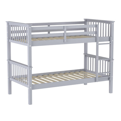 Walker Edison Resende Mission Style Solid Wood Twin over Twin Bunk Bed, Twin over Twin, Grey Walker Edison