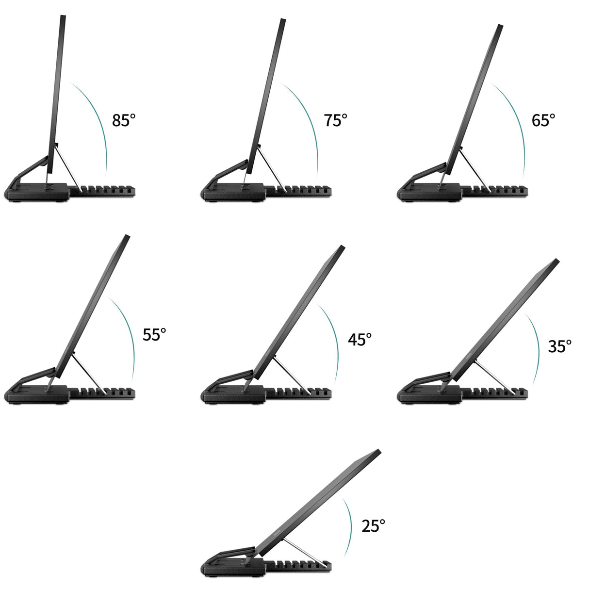 Readaeer Metal Book Stand for Desk Portable Document Holder for Cook Book, Music Book, iPad, Laptop, Reading Rest with 7 Adjustable Positions and Page Paper Clips READAEER