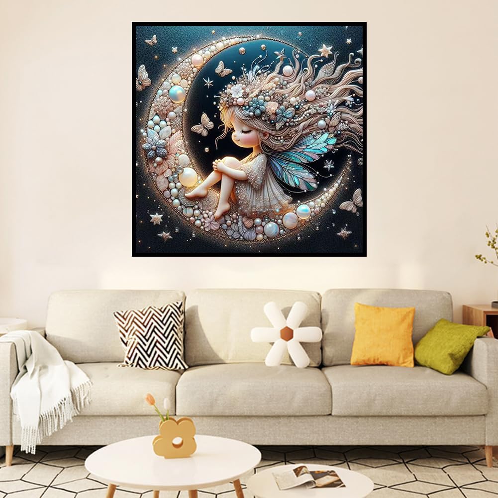 Ekuxom 5D Moon Diamond Art Kits for Adults-Fairy Diamond Painting Kits for Adults-DIY Crystal Rhinestones Diamond Painting Girls for Wall Home Decor 14x14 in Ekuxom